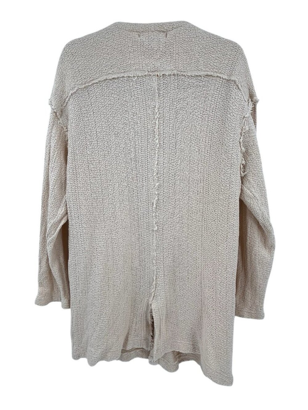FREE PEOPLE BEACH Women's Ivory Oversize Raw Hem Seam Sweater Cardigan XS - Picture 5 of 5